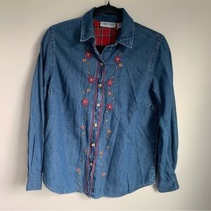 Vintage Cabin Creek Shirt Floral Print Y2K 90s Denim Cotton